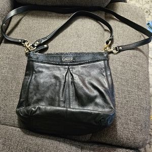 Coach Ashley Black Leather & Snakeskin Purse